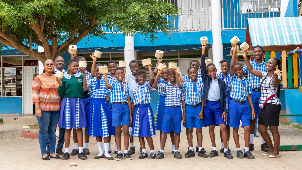 Een groep Ghanese schoolkinderen